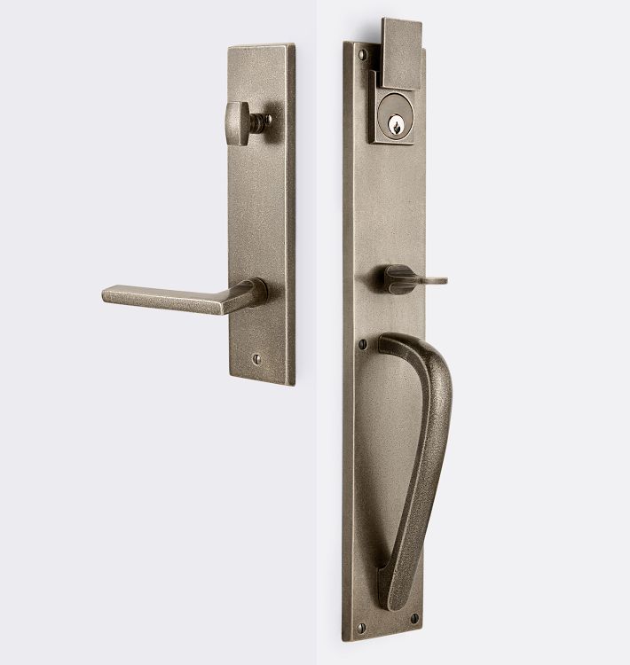 Arlo D-Handle Lever Exterior Bronze Door Set - Right-Handed - Pewter Bronze