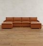 Roswell Leather 6-Piece Double Ottoman Sectional Sofa