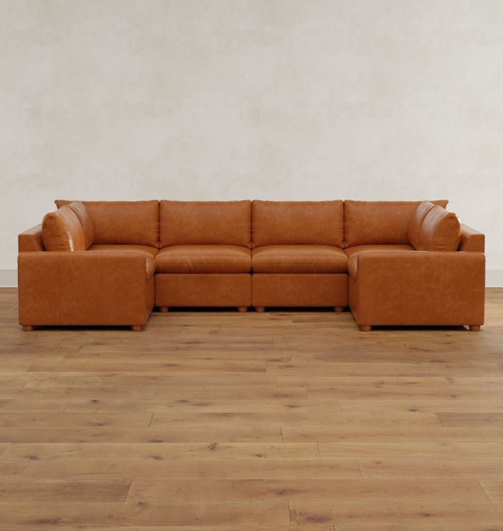 Roswell Leather 6-Piece U-Shape Sectional Sofa
