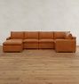 Roswell Leather 6-Piece Sectional Sofa With Ottoman