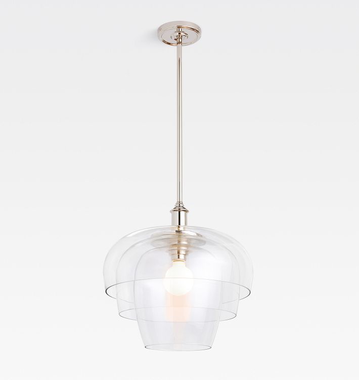 Ophelia 16" Pendant, Polished Nickel - 36" - Shade for Ophelia 16in dia 3 tier CC glass - Clear