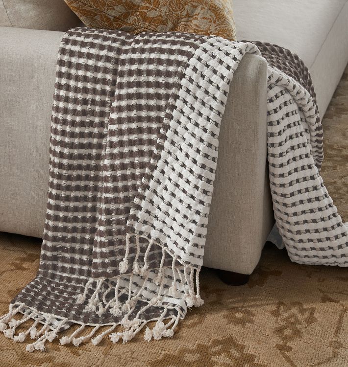 Two-Tone Waffle Knit Throw
