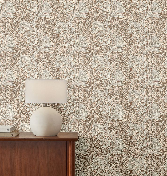 Marigold Morris & Co. Wallpaper, Swatch - Chocolate & Cream