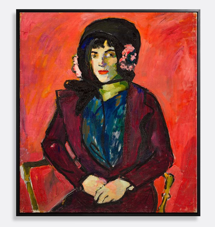 Portrait Of A Girl Wall Framed Reproduction Wall Art Print, 47" x 53" - Black Finished Wood Float Frame
