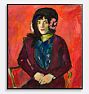 Portrait Of A Girl Wall Framed Reproduction Wall Art Print, 47" x 53" - Black Finished Wood Float Frame