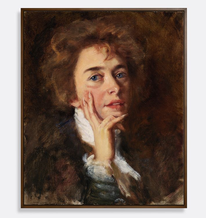 Self-Portrait of Jabot Framed Reproduction Wall Art Print, 39" x 47" - Walnut Finished Wood Float Frame