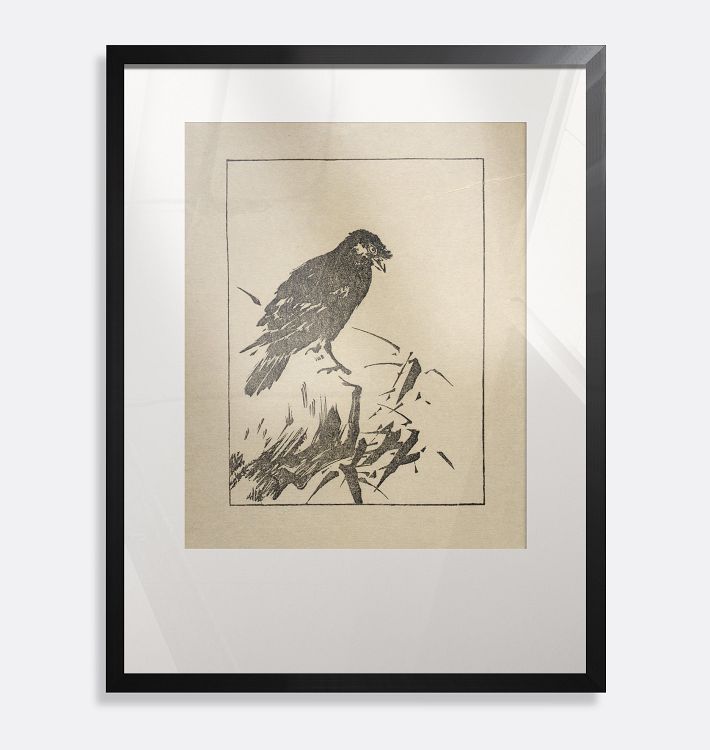 Raven Framed Reproduction Wall Art Print, 22" x 29" - Black Finished Wood Frame with Acrylic Glaze