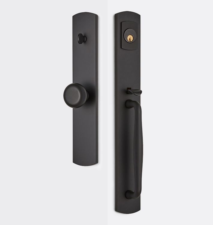 Arched D-Handle and Knob Exterior Door Hardware Tube Latch Set, Oil-Rubbed Bronze - Right
