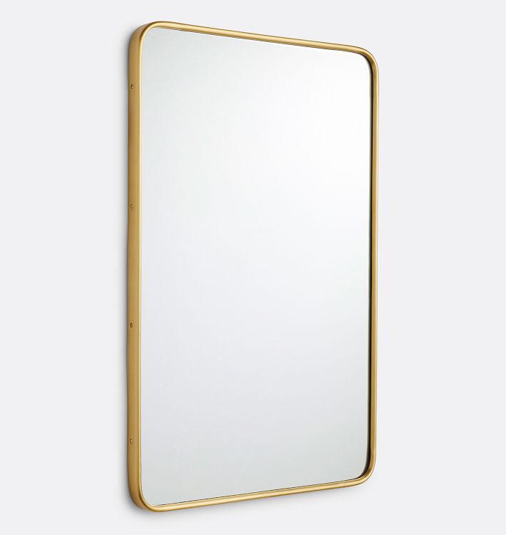 OPEN BOX: Rounded Rectangle Metal Framed Mirror, 24" x 36" - Aged Brass