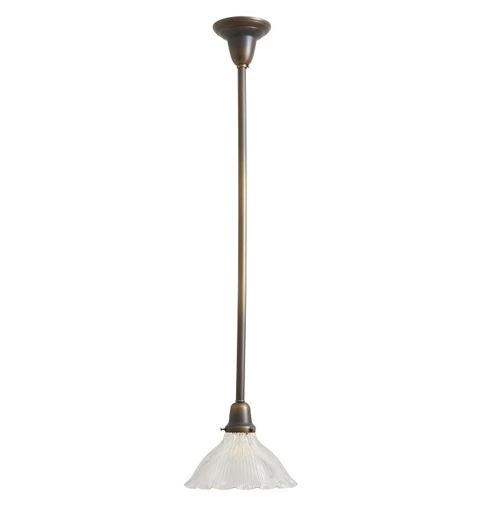 Pendant with Vintage Scalloped Fluted Glass Holophane Shade Clear