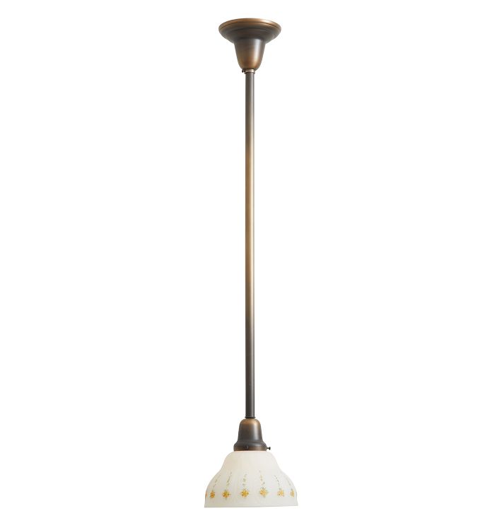 Pendant with Vintage Painted Floral Motif Glass Shade