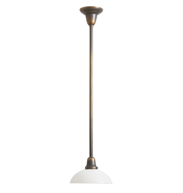 Pendant with Vintage Curved Opaque Glass Shade