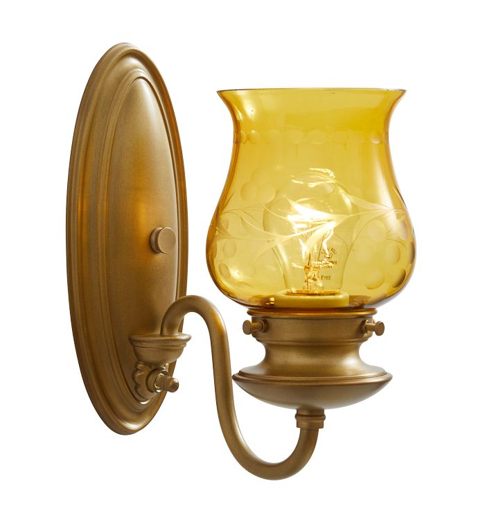 Vintage Victorian Single-Light Candle Sconce with Yellow Shade