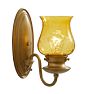 Vintage Victorian Single-Light Candle Sconce with Yellow Shade