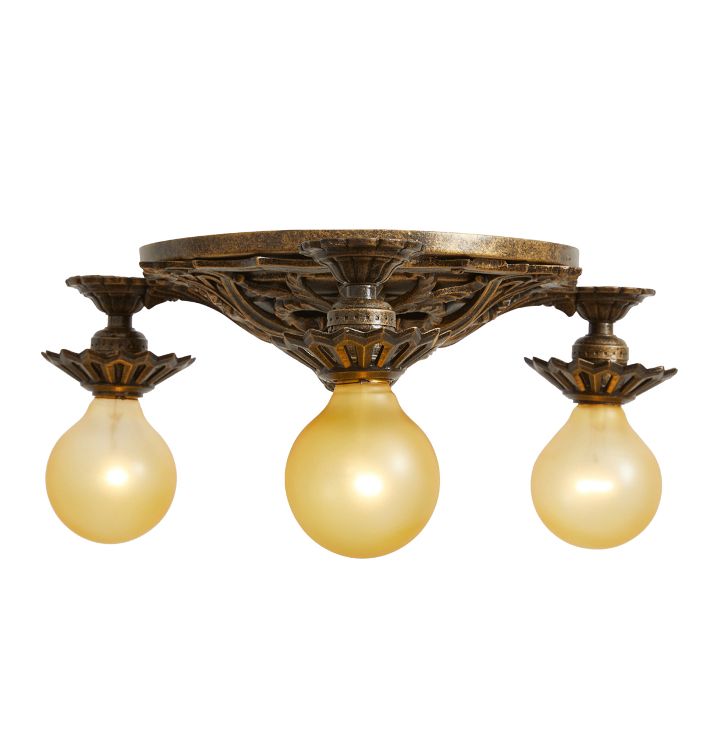 Statement Vintage Romance Revival 3-Light Bare-Bulb Flush Mount