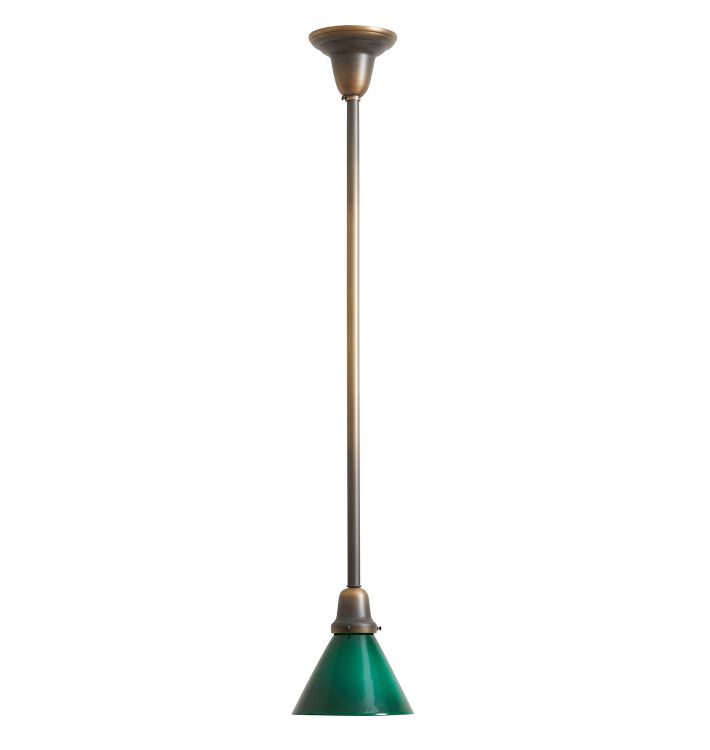 Pendant with Vintage Green Glass Cone Shade