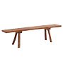 Vintage Wooden Farmhouse Bench with Splayed Legs and Worn Paint