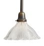 Pendant with Vintage Scalloped Fluted Glass Holophane Shade Clear