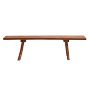 Vintage Wooden Farmhouse Bench with Splayed Legs and Worn Paint