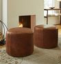 Britton Leather 22&quot; Round Ottoman
