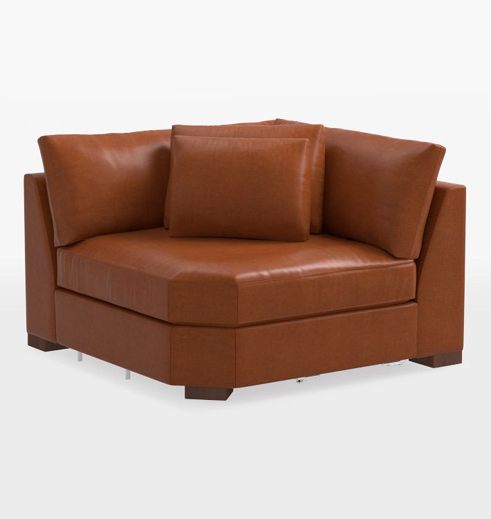 Wrenton Classic Leather Sectional Wedge Corner, Pure Saddle - Make It Yours