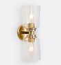 Maude Double Sconce, Antique Brass - Clear Shade