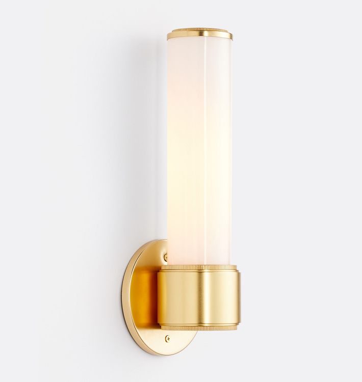 Rigdon Glass Sconce, Aged Brass