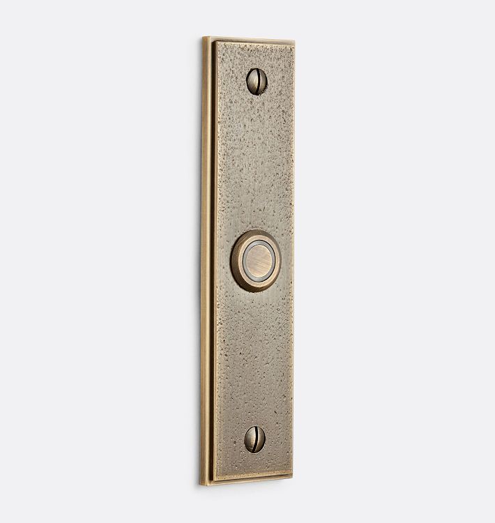 Jerico Rectangle Doorbell, Burnished Antique