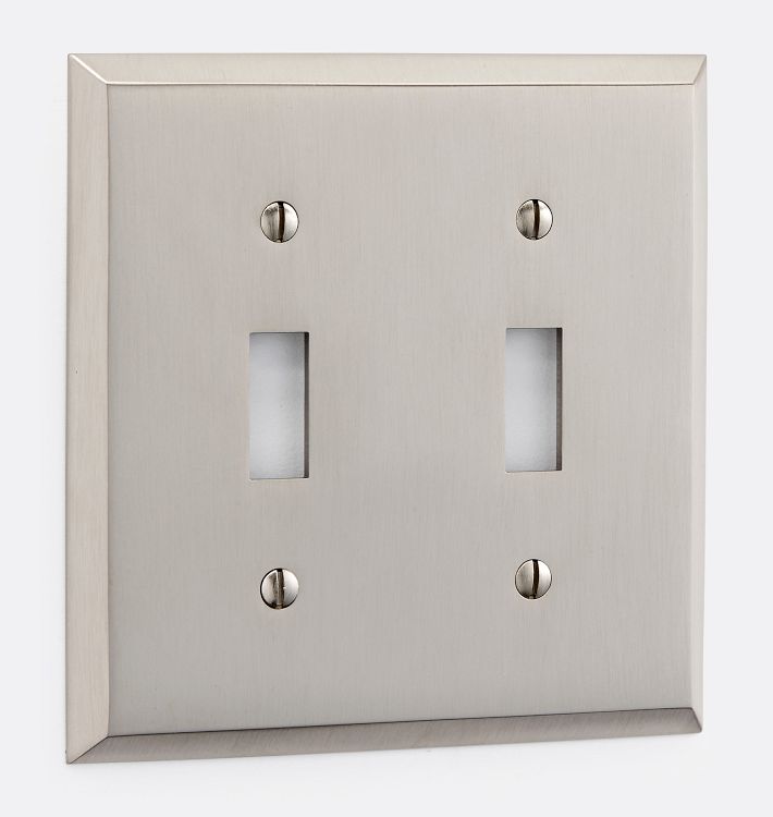 Lewis Double Toggle Switchplate, Brushed Nickel