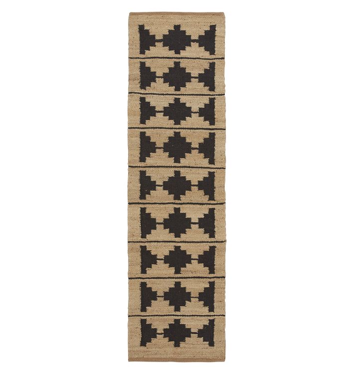 OPEN BOX: Bowen Jute & Wool Flatweave Rug, Bowen Black - 2-1/2' x 9'