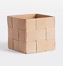 OPEN BOX Woven Leather Basket, 8" x 8" x 8"