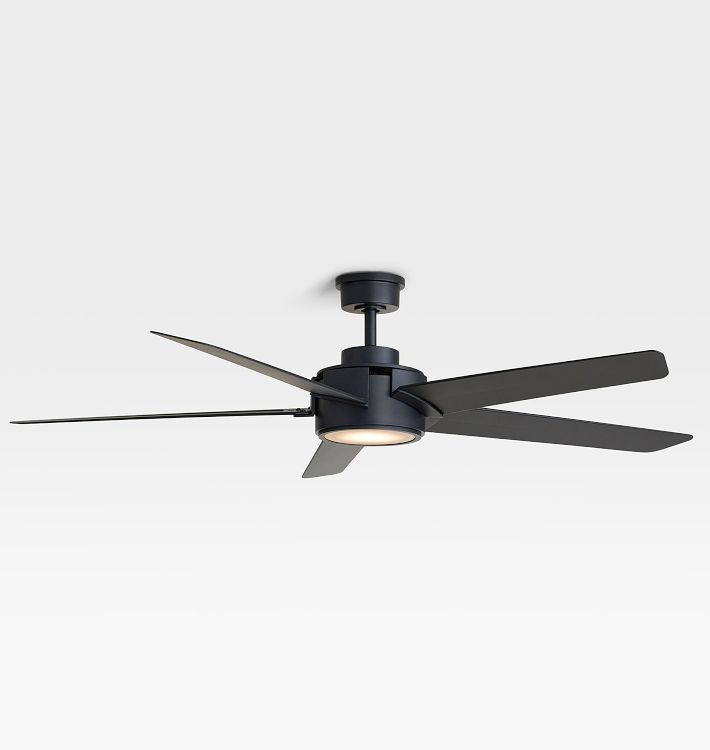 OPEN BOX: Brambling LED Ceiling Fan, 64" Diam - 13" L - Matte Black & Black