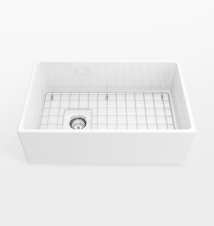 Frost Fireclay Single Kitchen Sink with Offset Drain - 30" x 19" 10"