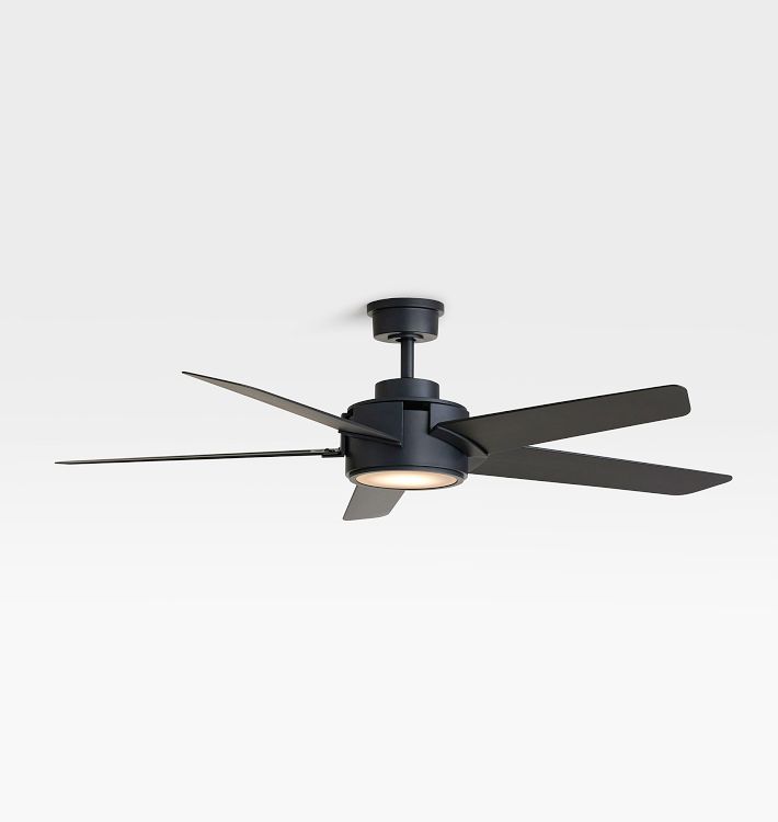 OPEN BOX: Brambling LED Ceiling Fan, 56" Diameter - 13" Length - Matte Black & Black Blades