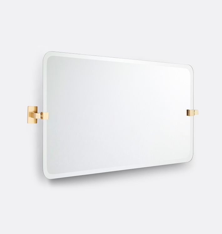 Yaquina Frameless Wide Rectangle Pivot Mirror, 38" x 24" - Aged Brass