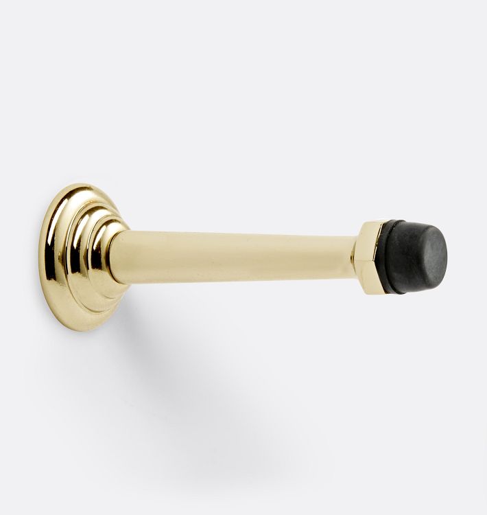 Deco Wall Doorstop, Unlacquered Brass