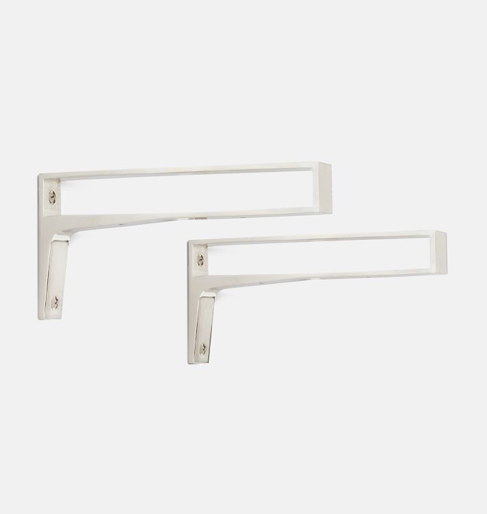 OPEN BOX: Strap Shelf Brackets, Polished Nickel