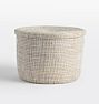 Open Box: Burres Woven Hamper with Lid, 18"D x 13"H - Natural & White