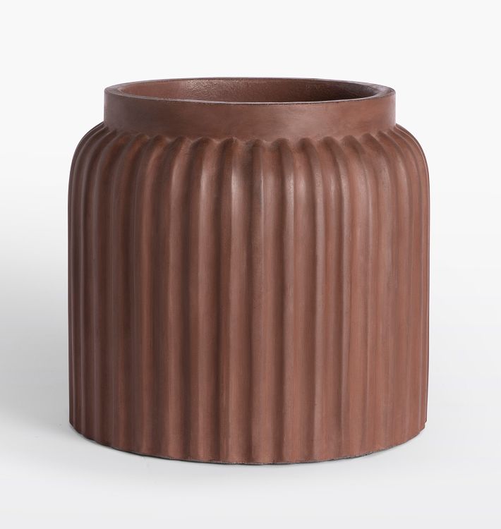 OPEN BOX: Concrete Fluted Planter, Rust Concrete, 15"D x 14"H