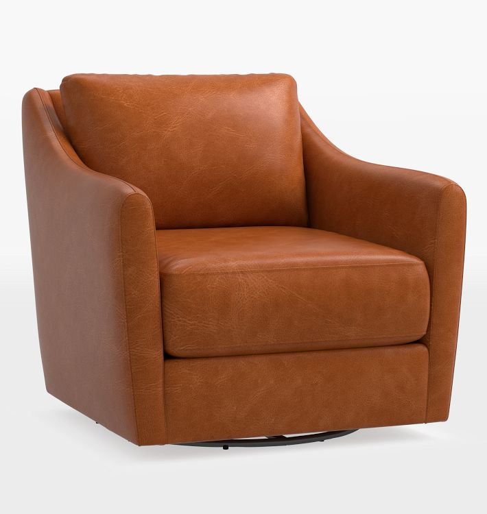 Open Box: Luanna Leather Swivel Chair, Copeland Leather Cider