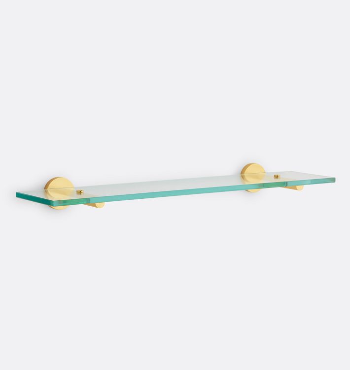 Riley 24" Glass Shelf, Aged Brass
