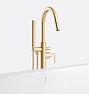 Bowman Floor Mounted Tub Filler with Handshower, Aged Brass