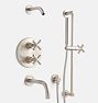 Waterhouse Thermostatic Shower Tub Set with Handshower, Brushed Nickel
