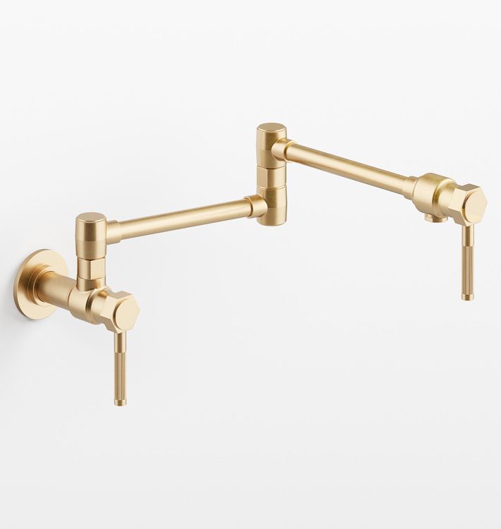 Sutton Wall Mount Pot Filler - Aged Brass