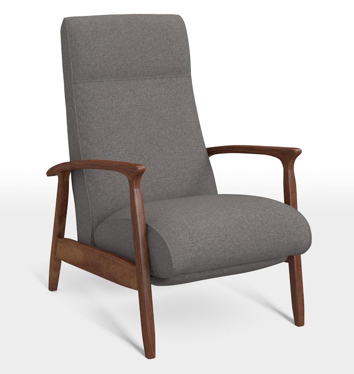 OPEN BOX: Glenn Recliner Chair, Walnut - Performance Flannel Felton Graphite