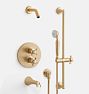 Rollins Thermostatic Tub Shower Set With Handshower, Aged Brass
