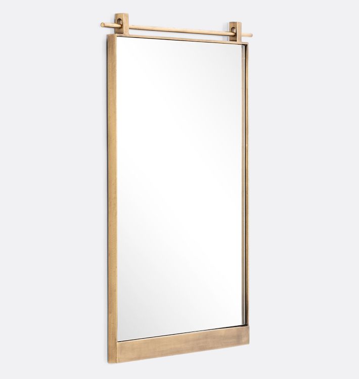 OPEN BOX: DNU-Lawson Metal Frame Bracket Mirror, 30" x 34" - Antique Brass