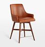 OPEN BOX: Dexter Swivel Leather Counter Stool, Nutmeg Leather