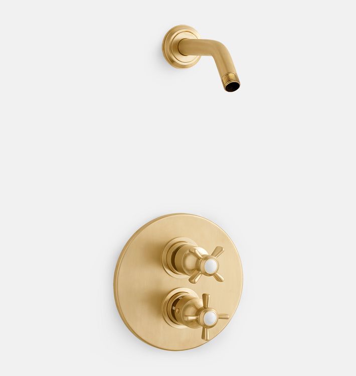 Connor Thermostatic Shower Set, Aged Brass