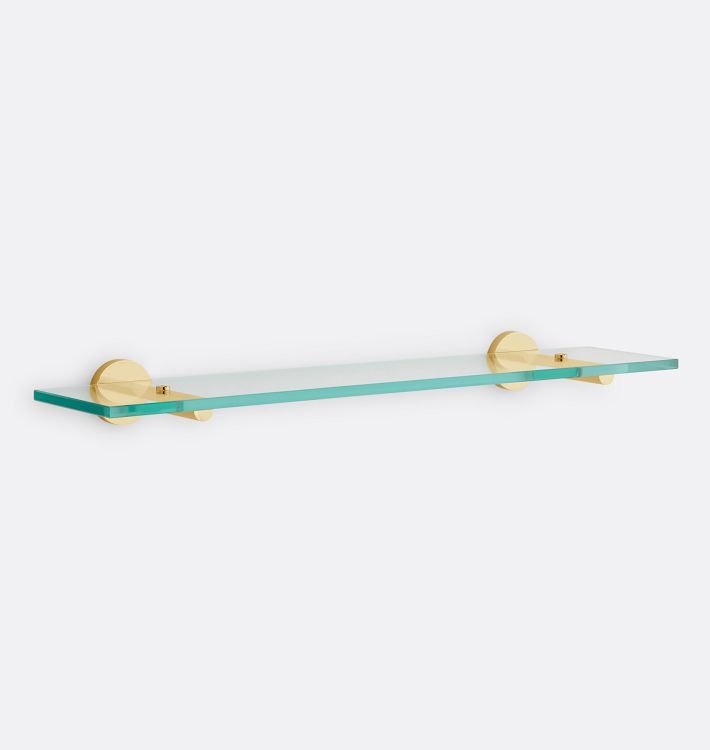 Riley 24" Glass Shelf, Unlacquered Brass